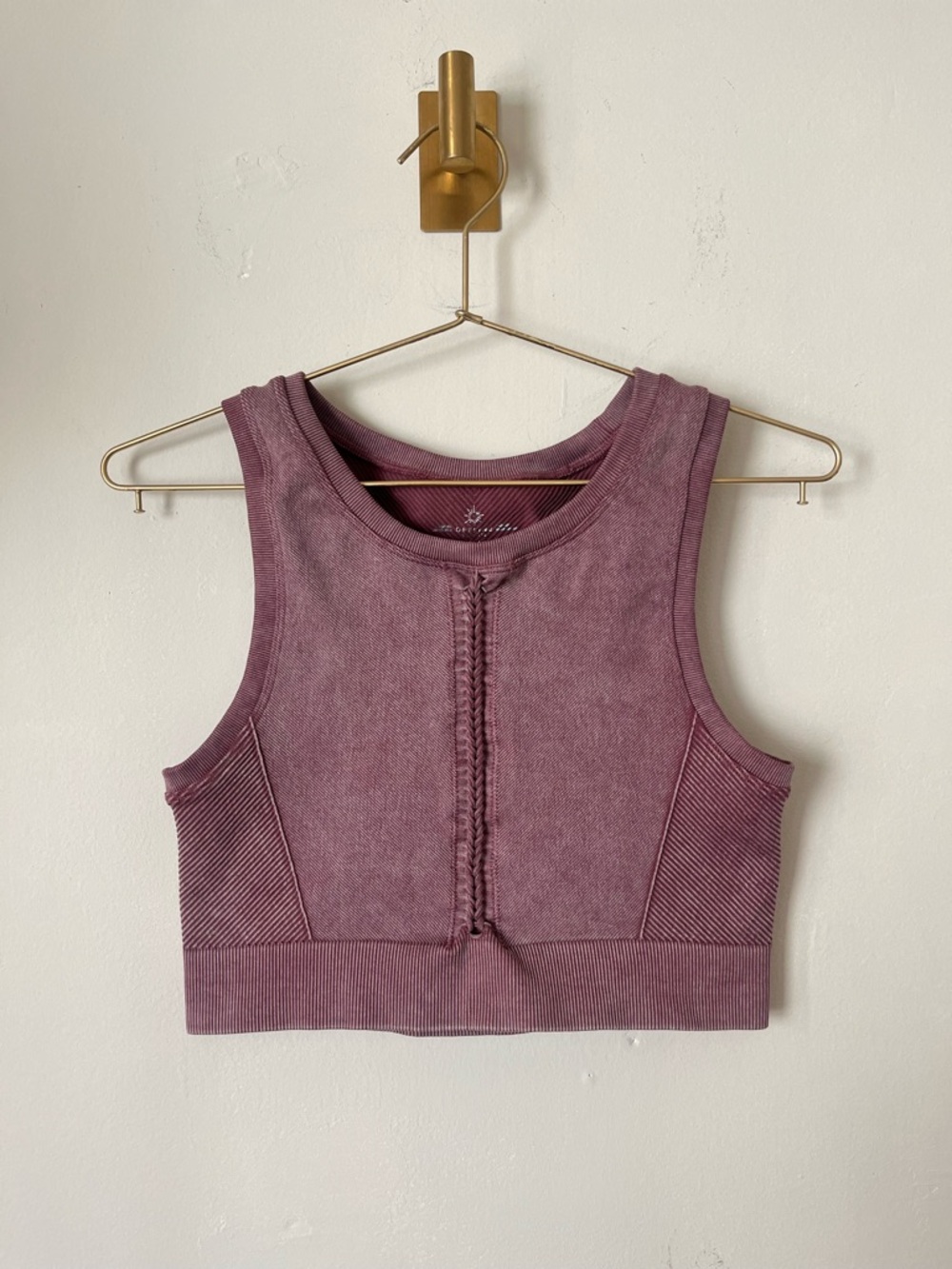 Offline gym Mauve Braided-Front Crop Tank Top L